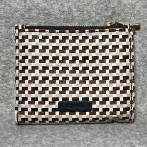 Fossil Women's Bifold Wallet Brown Black Grey Zipper Snap Closure Faux Leather